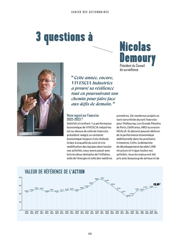 Cahier des actionnaires de VIVESCIA Industries  | Edition 2022 - 2023 - Page 8