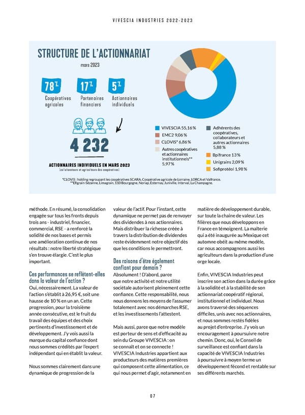 Cahier des actionnaires de VIVESCIA Industries  | Edition 2022 - 2023 - Page 9