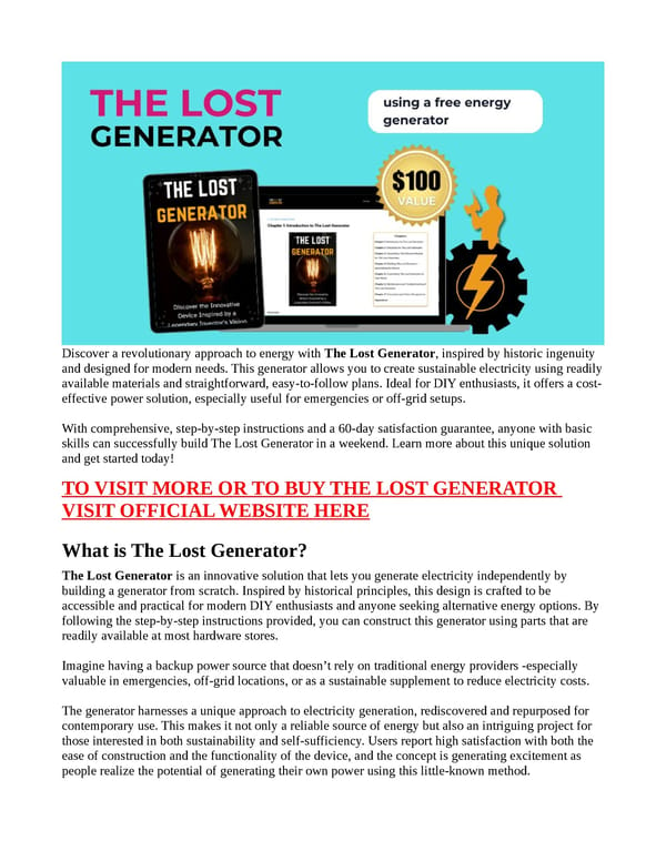 The Lost Generator - [TOP 5 Reasons!] With PRICE? - Page 1