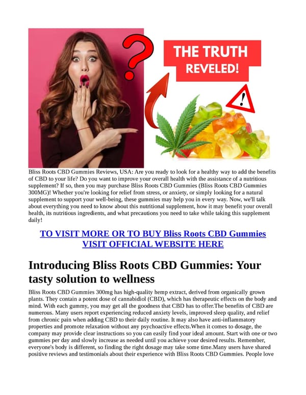 Bliss Roots CBD Gummies (USER GUIDE) "STEP BY STEP INFO" HOW TO USE? READ FULL ARTICLE! - Page 1