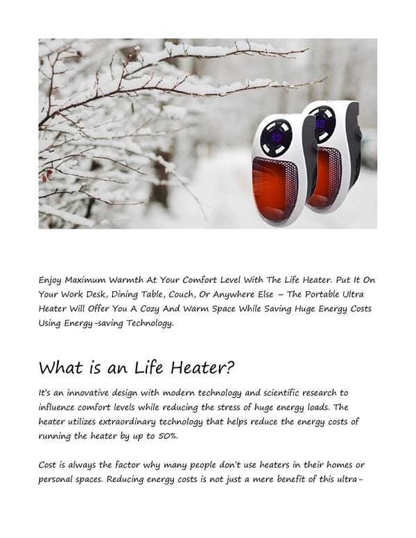 The Life Heater: Portable Warmth with Energy-Saving Technology - Page 1