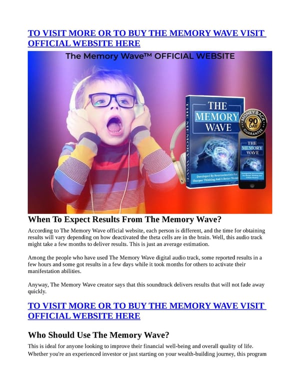 The Memory Wave [TOP RATED] “Reviews” Genuine Expense? - Page 5