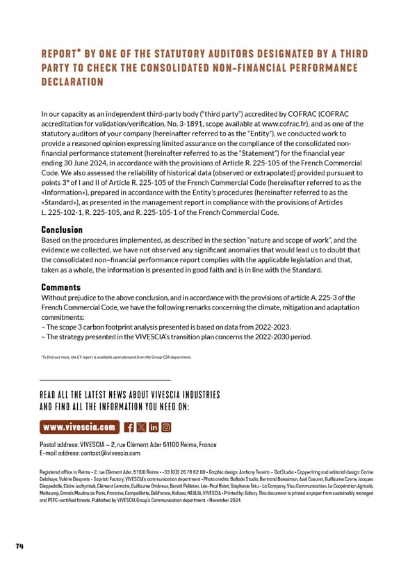 VIVESCIA 2023-2024 Consolidated Report - Page 82