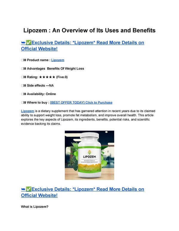 Lipozem : Your Journey to a Healthier You - Page 1