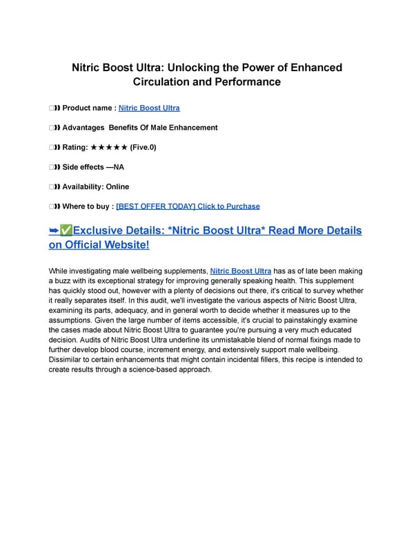 Nitric Boost Ultra: Unlocking the Power of Enhanced Circulation and Performance - Page 1