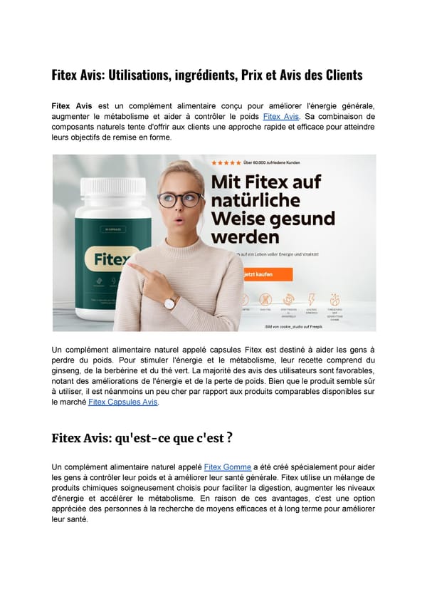 Fitex Avis: Utilisations, ingrédients, Prix et Avis des Clients - Page 1