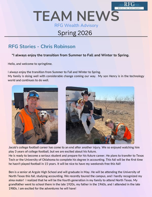 RFG Wealth Advisory Team News Spring '26 - Page 1